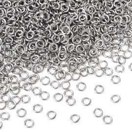 PandaHall 2500pcs 5mm Stainless Steel Jump Rings Silver Open Jump Rings Metal O Ring Connectors for Earring Necklace Bracelet Chainmail Jewelry Keychain Making