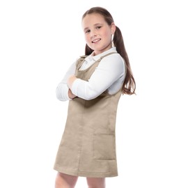 Classroom School Uniforms girls Princess Seam Jumper school uniform dresses, Khaki, 4T US