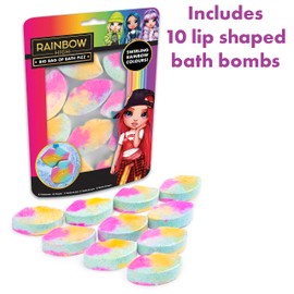 Rainbow High Bath Bombs - Rainbow Bath Bombs for Girls - Christmas Gifts for Girls - Contains 10 Lip Shaped Rainbow High Dolls Scented Mini Bath Bombs - Gifts for 7 + Year Old Girls