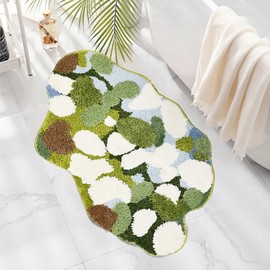 LEVINIS Moss Bath Mats Cute Decorative Moss Rug for Bathroom Soft Shag Bedroom Bedside Area Rugs Non Slip Washable Bath Mat for Kids 35''×24''
