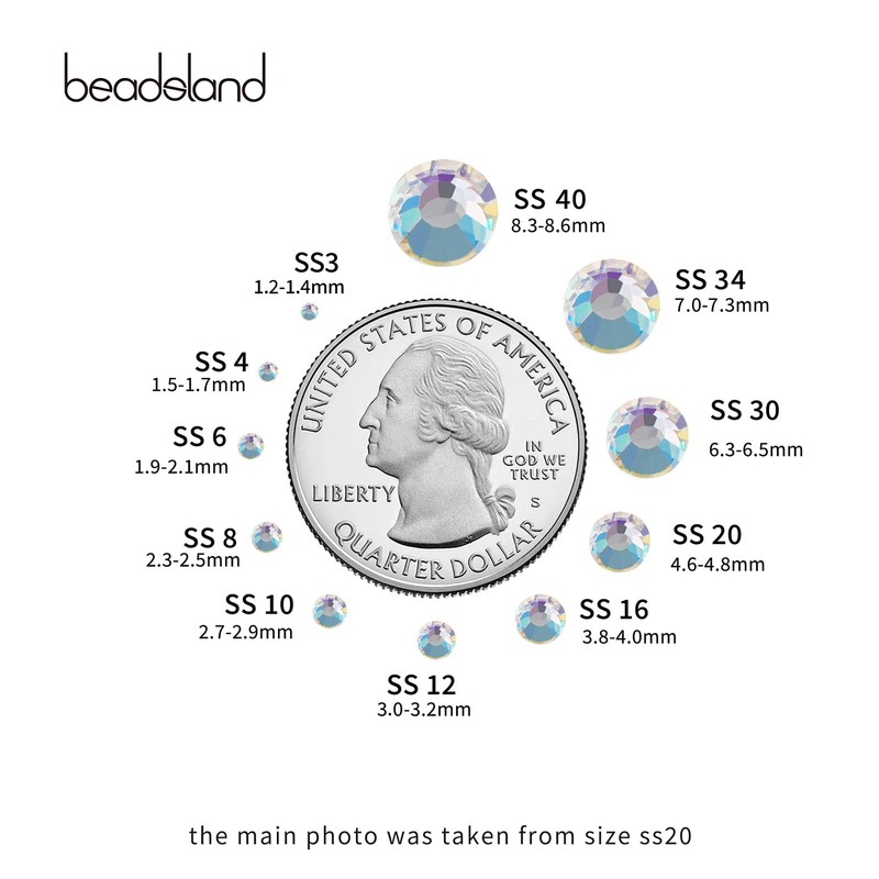 Beadsland 1440 pieces flat back rhinestones, nail crystals rhinestones for