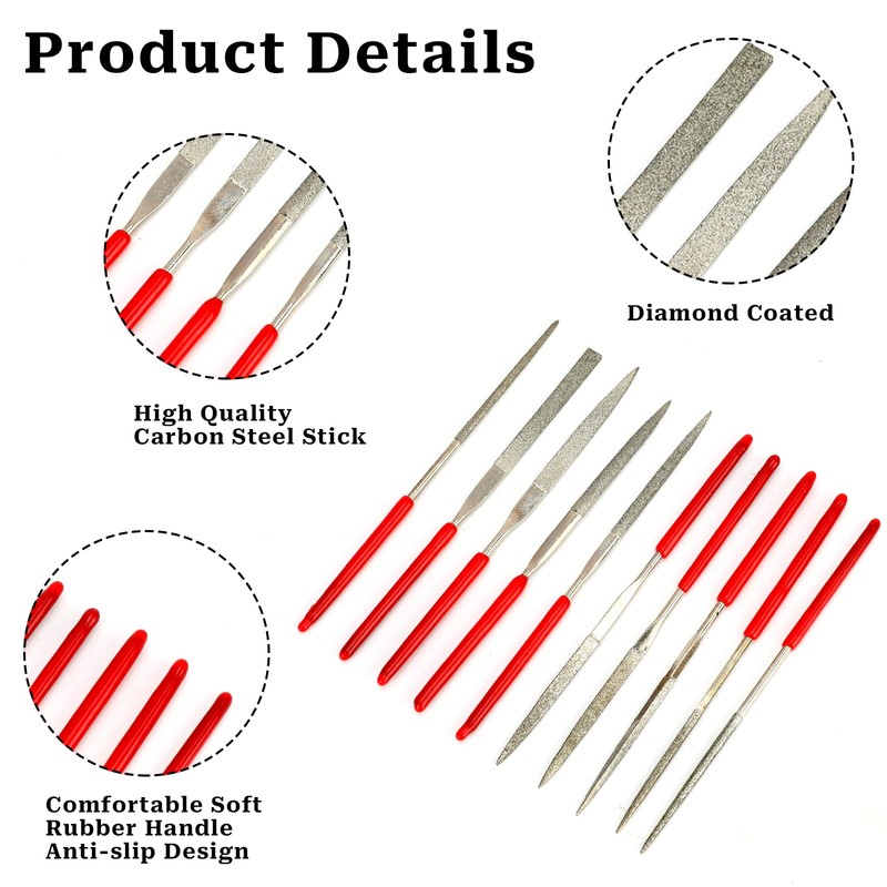 10Pcs Mini Metal File, Mini Diamond Needle File Set, Diamond