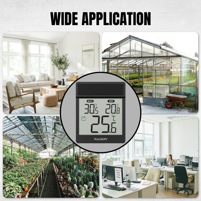 Raddy WT-1 Outdoor Window Thermometer, IP44 Waterproof Indoor Outdoor Temperature