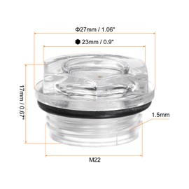 HARFINGTON 4pcs Air Compressor Oil Sight Glass M22 x 1.5mm Male Liquid Level Gauge Plastic Hex Head Oil Indicator Window with O-Ring for Air Compressor Fittings Gearbox Tanks, Transparent