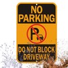No Parking Sign, Do Not Block Driveway Sign. Yellow and