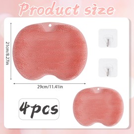 Foot Scrubber for Shower, 2 PCS Pink Shower Foot Scrubber Mat with 2 Hooks, Shower Foot Scrubber with Non-Slip Suction Cups, for Cleaning Exfoliation Massages Relieving Tired Feet
