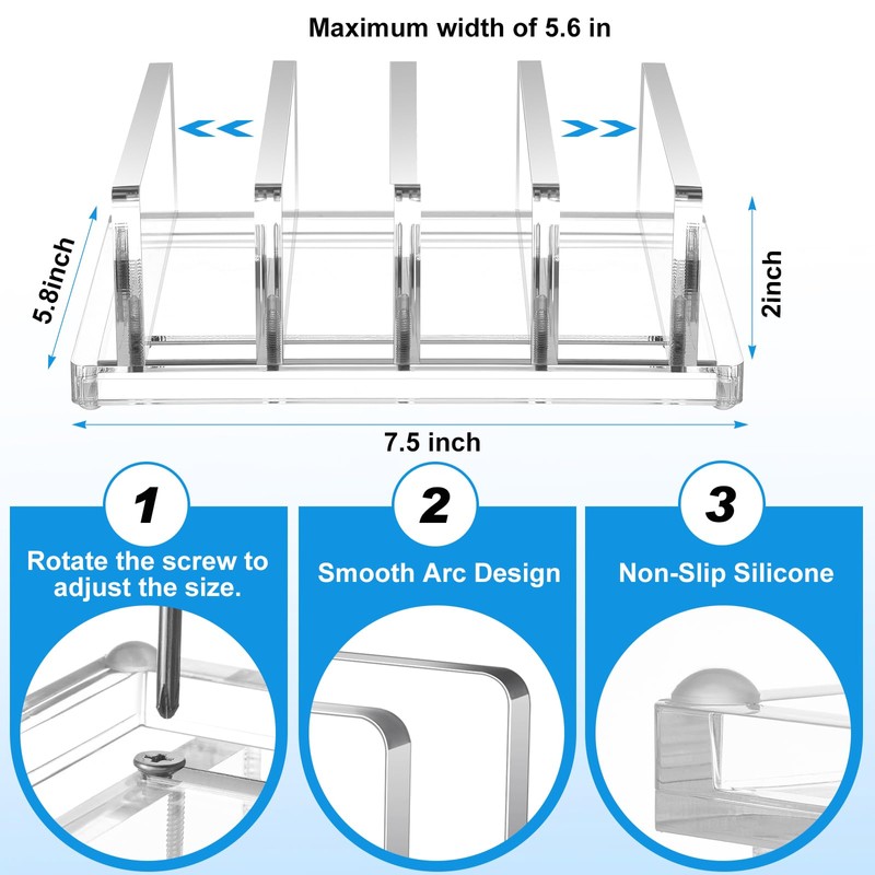 Chunful Adjustable Vertical Laptop Stand for Desk, Acrylic 4 Slot