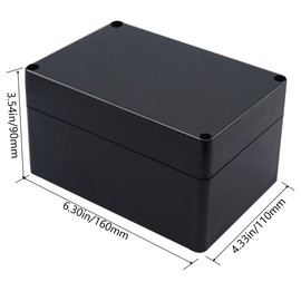 Otdorpatio Project Box IP65 Waterproof Junction Box ABS Plastic Black Electrical Boxes DIY Electronic Project Case Power Enclosure 6.3x4.33x3.54 inch (160x110x90 mm)