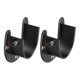 sourcing map 1.45'' Dia Stainless Steel Rod Socket Flange Rod Holder Bracket End Supports for Bathroom Closet Curtain, Set of 2, Black