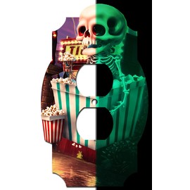 Off The Wall Plates - Movie Skeleton Popcorn Glow in the Dark Decorative Acrylic Cover Single Outlet Wallplate