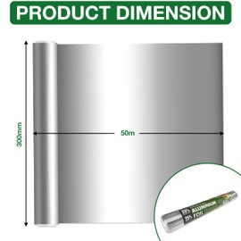 Strong Aluminum Foil Roll - 50m Long and 300mm Wide - Aluminum Tin Foil for Baking, Packing or Freezing - Kitchen Aluminum Roll - Eco-Friendly Recyclable with No Cardboard Packaging. Set by MYPURECORE