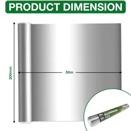 Strong Aluminum Foil Roll - 50m Long and 300mm Wide - Aluminum Tin Foil for Baking, Packing or Freezing - Kitchen Aluminum Roll - Eco-Friendly Recyclable with No Cardboard Packaging. Set by MYPURECORE