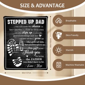 Yasrlvun Step Dad Gifts Step Dad Blanket 50"x60" for Bonus Dad Presents for Stepdad Stepfather Gifts for Christmas Thanksgiving