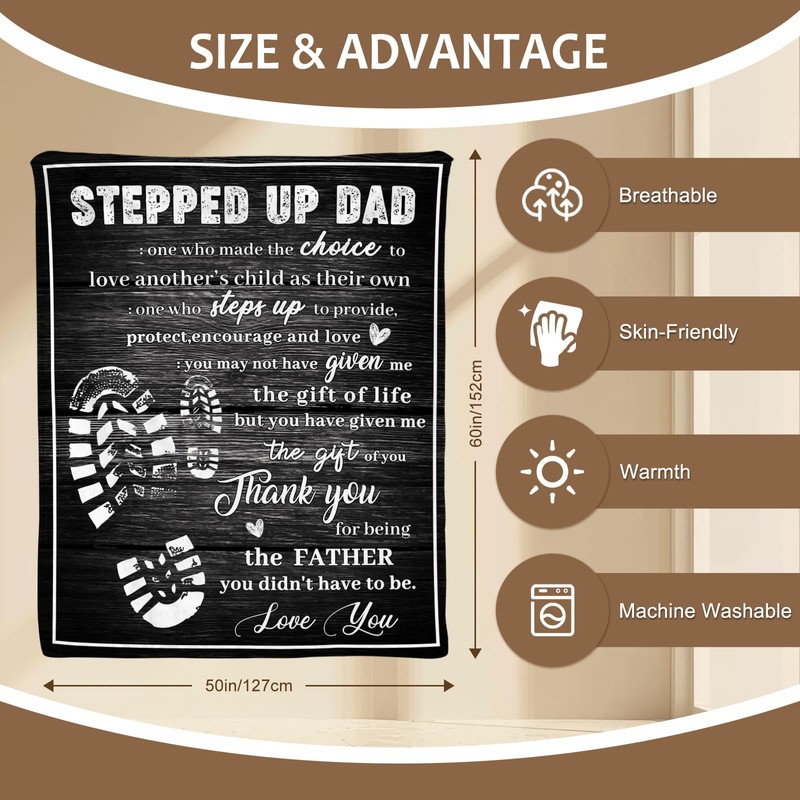 Yasrlvun Step Dad Gifts Step Dad Blanket 50"x60" for Bonus