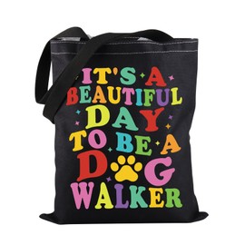 PWHAOO Dog Owner Tote Bag - Beautiful Day To Be A Dog Walker - Dog Lover Gift, Medium