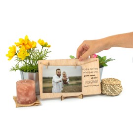 CONTRAXT Marco de Fotos Papa Dia del Padre. Marco colgar fotos con pinzas 10x15 madera natural ideas regalos detalles originales para papa postal dia padre primerizo wonderful originales (Padre ES)