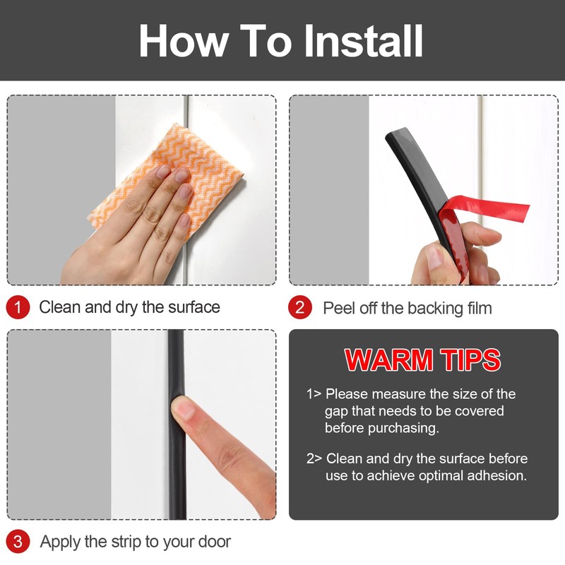 Benory New Upgrade 19.7Ft Silicone Weather Stripping Door Seal, 4-Layer