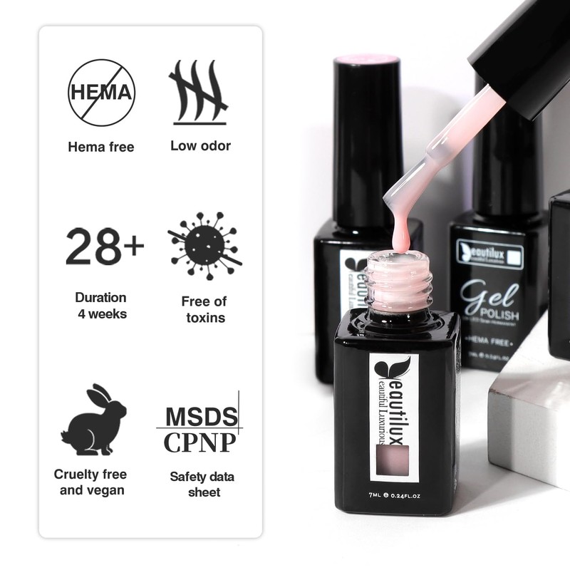 Builder Rubber Base Gel, HEMA-FREE White Pink Builder Gel for