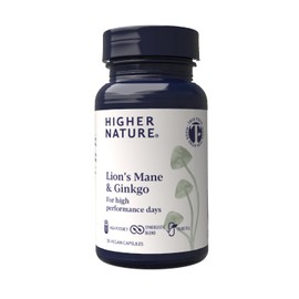 Higher Nature - Lion's Mane & Ginkgo - for High Performance Days - High Strength Ginkgo Biloba 6000mg & Lion's Mane Mushroom 3000mg - Vegan Formula - 30 Capsules
