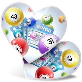 2 x Heart Stickers 7.5 cm - Fun Bingo Game Gran Auntie Laptop Tablet Luggage Scrapbook #2124