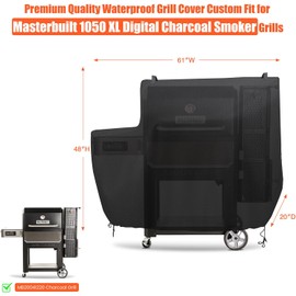 QuliMetal Smoker Cover for Gravity Series 1050 Digital Charcoal Grill and Smoker Durable Grill Cover with PVC Liner, Double-Stitching and Adjustable Drawstring in Black, Model MB20081220