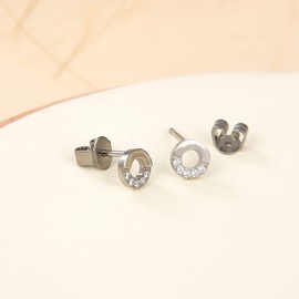 G23 Titanium Earrings for Sensitive Ears, Titanium Stud Earrings for Women, Circle Round CZ Cubic Zirconia Stud Earrings (Circle)