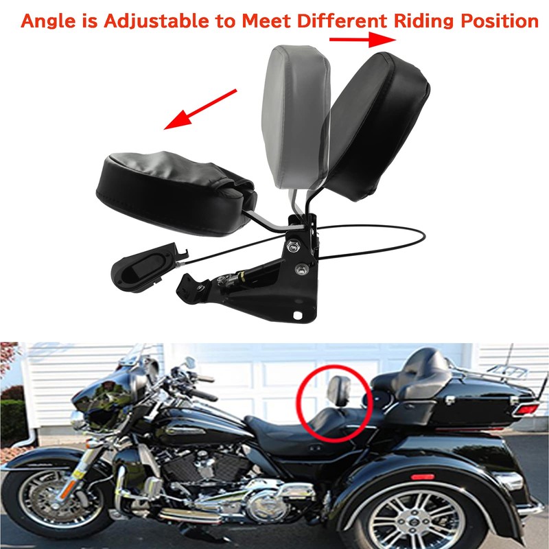 HCmotorku Adjustable Driver Backrest with Mounting Kit Compatible with Harley