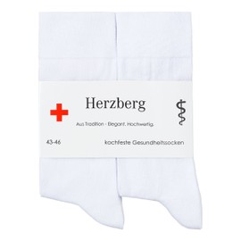 Herzberg White Hygienic Doctor's Socks Boil-Proof 6 Pairs, White
