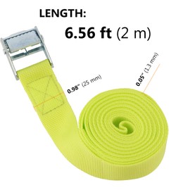 SEUNMUK 16 Pack 6.5 Ft Lashing Straps, 1 Inch Wide Green Tie Down Strap Cam Buckle Locking Strap for Trucks Cargo Motorcycle Securing, Lawn Equipment, with Zinc Alloy Cam Buckle