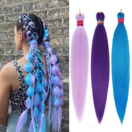 Colors Braiding Hair Pre stretched 28 Inches 3 Bundles Extensions Kanekalon Synthetic Hair Three Color Mix Diy Combinations