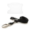 ALG ID Cards | Clear Single Sided Card Badge Holder with Coloured Lanyard Neck Holder (Black)