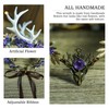 MOSTORY Purple Antler Fairy Crown - Deer Horns Elf Flower