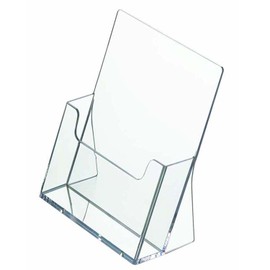 ogoPLUS Brochure Stand DIN A5 Portrait Format / Brochure Holder Flyer Stand Advertising Stand Table Brochure Stand / Brochure Box / Advertising, Crystal Clear, Light Tilt for Optimal Field of View