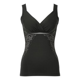 Bradelis New York 24 Wire-Free Contour Bra Cami, Cotton-Blend Catcher Cup, Lace Bra Cami, Black