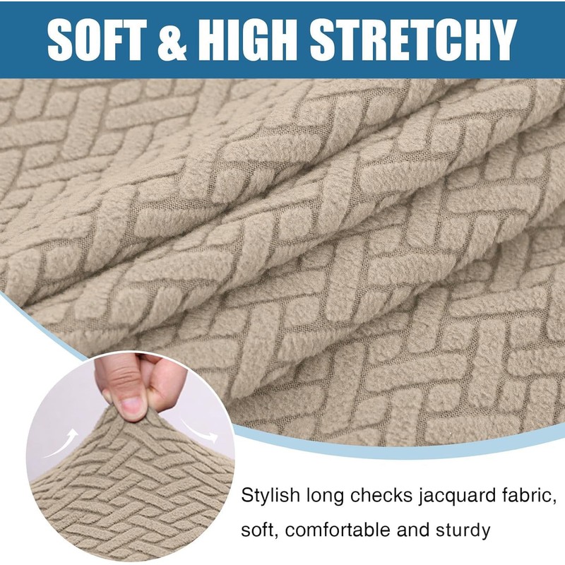 Smiry Waterproof Couch Cushion Covers, Stretch Jacquard Thick Sofa Cushion