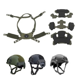 Bewinner Helmet Dial Suspension System Chin Strap - 3rd Generation Adjustable Helmet Liner System Steap Kit with Internal Sponge Pad for MICH Wendy Helmet ACH (Army Green Sponge)
