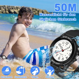 TENOCK Women's Sporty Watch Analogue Men's Analogue Quartz Watch 50 m Waterproof Watch with Night Light for Fashionable Casual Matching or Sports Activity (Black)