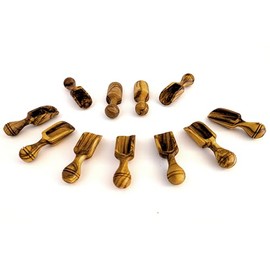 EMNA – 11 Mini Schäufelchen aus seltenem, edlem Olivenholz, Mit Liebe handgefertigt, Perfekt für Gewürze, Salz, Zucker, Kaffee, Natürlich, Löffel aus luxuriösem Holz, Gewürz Schaufel, Luxus