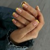 Uñas postizas cortas con punta francesa cuadrada y pegamento, color