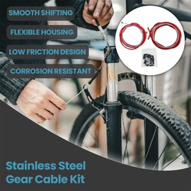 Laxzo ® Bike Brake Gear Shifter Cable Kit, Front & Rear Universal Bicycle Change Cable Bike Shift Cable and Transmission Cable for Mountain Road Bike Repair, Red