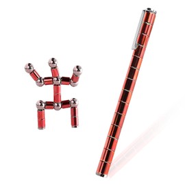Jagowa Multifunction Magnetic Writing Pen, Fidget Pen, Decompression Metal Ballpoint Pen for Touch Screens, Stress Relief Toy Pen for Adults/Kids, Red