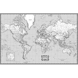 CoolOwlMaps World Wall Map Classic Black