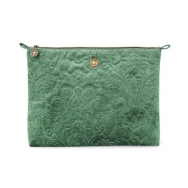 Pip Studio Cosmetic Bag Velvet Quilted Green 30 x 22 x 1 cm, Velvet Quilted Green