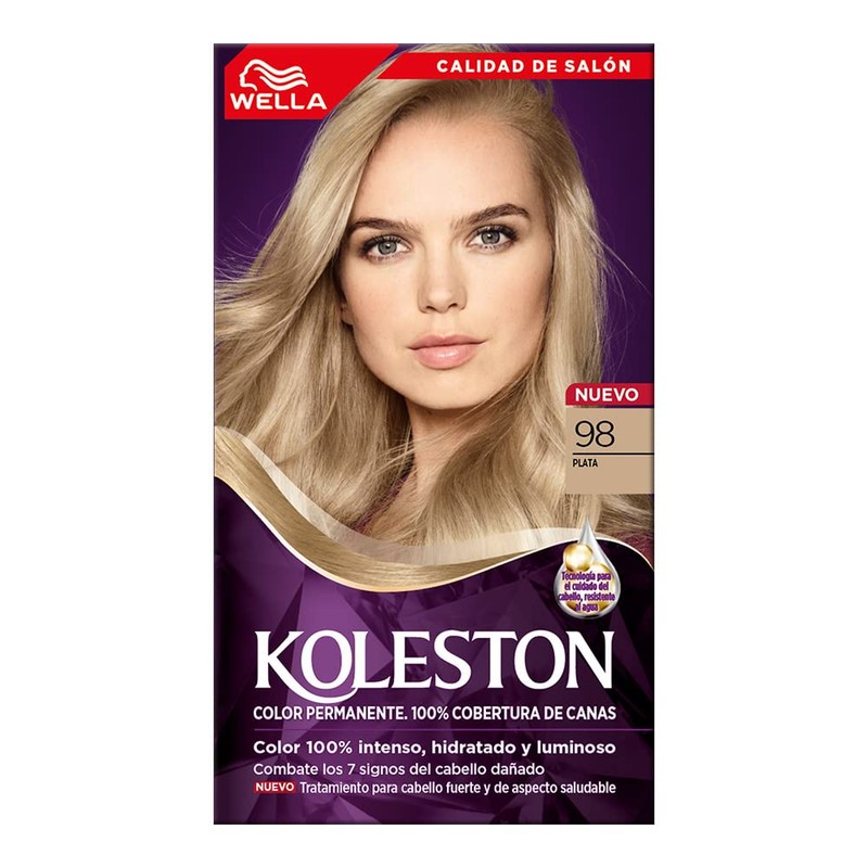 Koleston Tinte Permanente 98 Plata, 70 ml - Paquete de