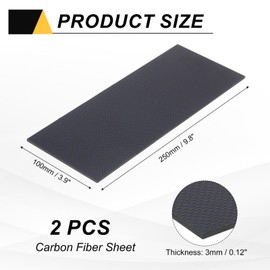 sourcing map 2Pcs Carbon Fiber Sheet 250x100x3mm 3K Carbon Fiber Board with Metallic Threads Plain Weave Glossy Surface Laminate Plate Panel for Automotive, Cars, RC Models, Drones, DIY, Blue