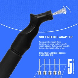 SPORTBIT Ball Pump for Sports Balls - Push & Pull Inflating System - Hand Pump for All Exercise Balls - Volleyball Pump, Basketball Inflator, Football & Soccer Ball Air Pump - Goes with 5 Needles Set