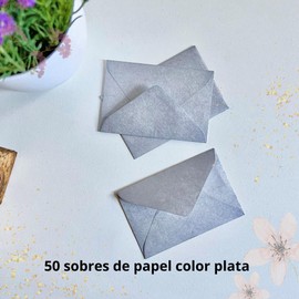 Sobres Plateados para Tarjetas de Visita, 6,5 x 9,6 cm, Sobres de Regalo Pequeños, Paquete de Sobres Elegantes de Color Plata (50)