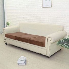 Rosygulls Separate Velvet Sofa Cover,Couch Covers for 2 Cushion Couch,Super Stretch Wear-Resistant Sofa Slipcovers,Washable Furniture Protector with Anti-Slip Elastic Bottom(Deep Coffee,Single Seat)