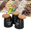 3Pcs Coffee Tea Sugar Container Set Bamboo Lid Durable Iron