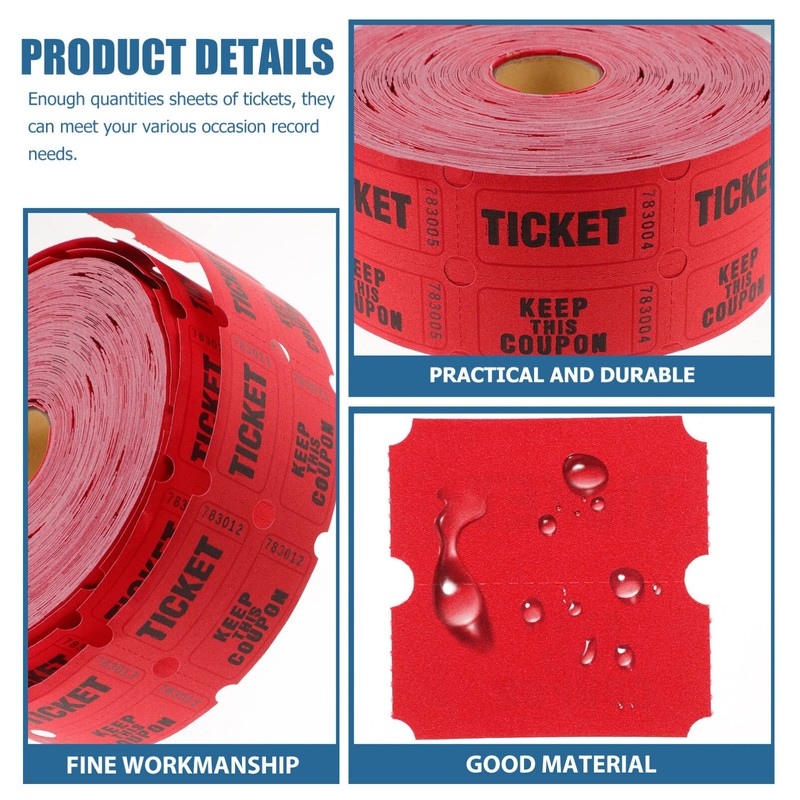 Garneck Raffle Ticket Roll 1000 Pieces Numbered Lottery Ticket Label